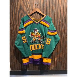 Vintage Mighty Ducks Hockey Jersey Green Purple Yellow Embroidered 96 Mens XL